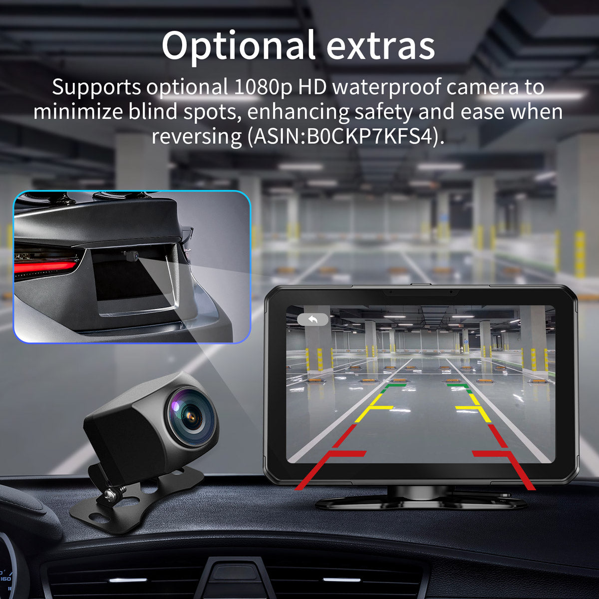 Faninso 7" HD CarPlay Screen, Compatible Wireless Apple CarPlay & Android Auto, GPS Navigation, with Bluetooth, Voice Control, Mirror Link, SD/USB Play, AUX/FM