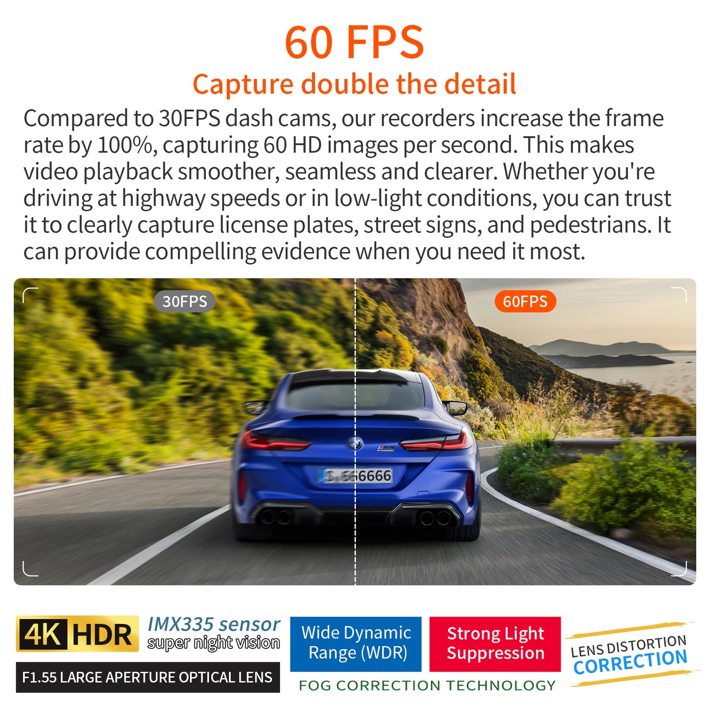 4k Dash Cam Front and Rear - Dash Camera for Cars and Trucks, Audio Alerts, Enhanced Night Vision, 3” HD Display, Includes 64GB Card - WiFi, GPS, 24H Parking Mode