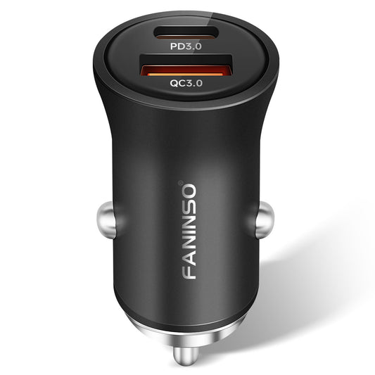 USB C Car Charger, 60W Dual Port (USB‑C + USB‑A) PD/QC Fast Charging 12V/24V Cigarette Lighter Adapter, Compatible with iPhone 17/16/15, Galaxy S26/S25/S24, Pixel, iPad