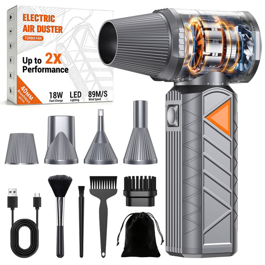 Compressed Air Duster, 350W Cordless Electric Air Duster, Rechargeable 10000mAh, 18W Fast Charge, Handheld Air Blower for PC Keyboard, Electronics, Car & Home Cleaning, Outdoor Camping
