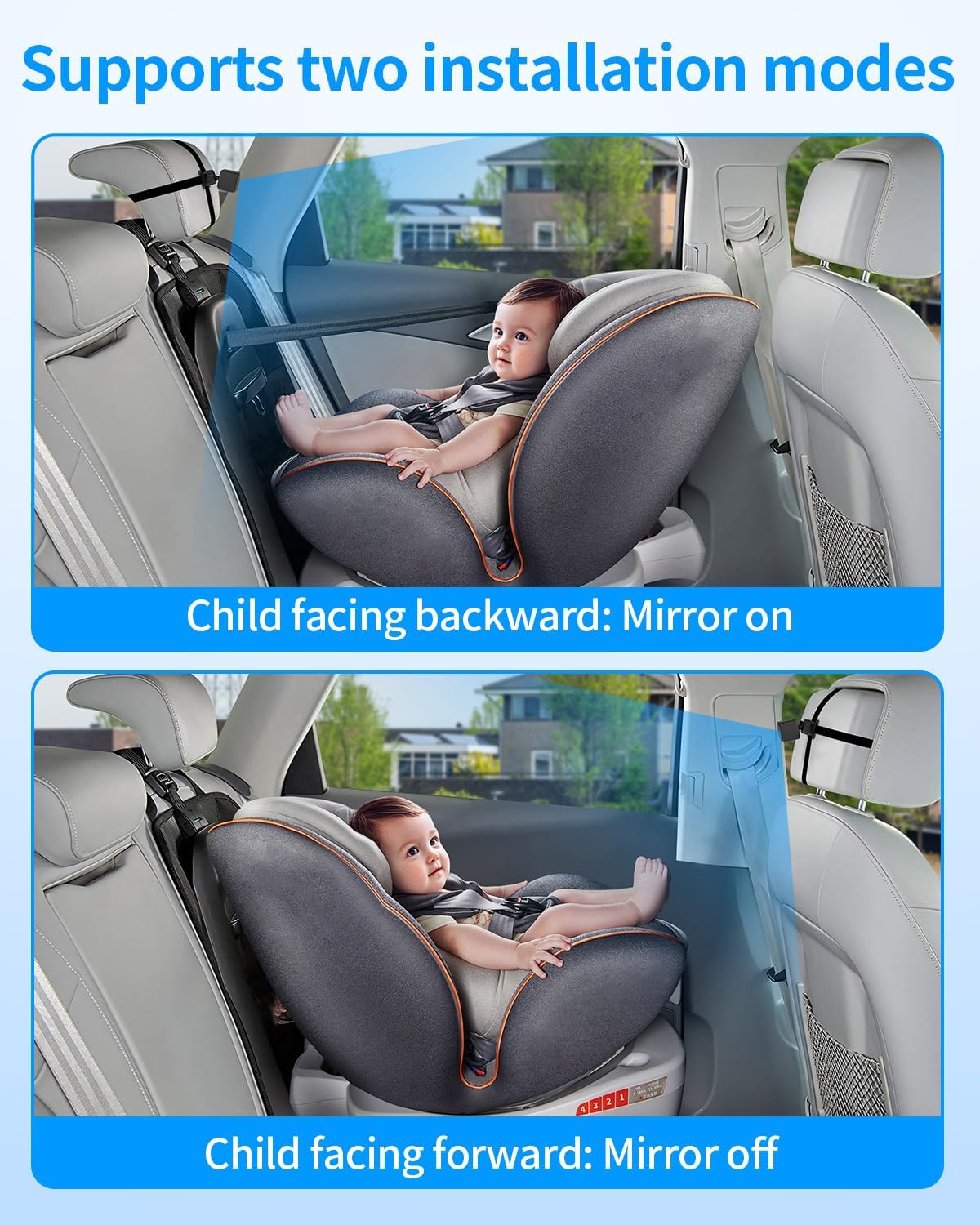 Faninso Baby Car Camera, 1296P HD Car Baby Monitor with 7" Touchscreen, CarPlay, No‑Glow Night Vision, 150° Wide Angle, Live Rear‑Seat View, Easy Installation, Alternative to Rear Facing Mirrors
