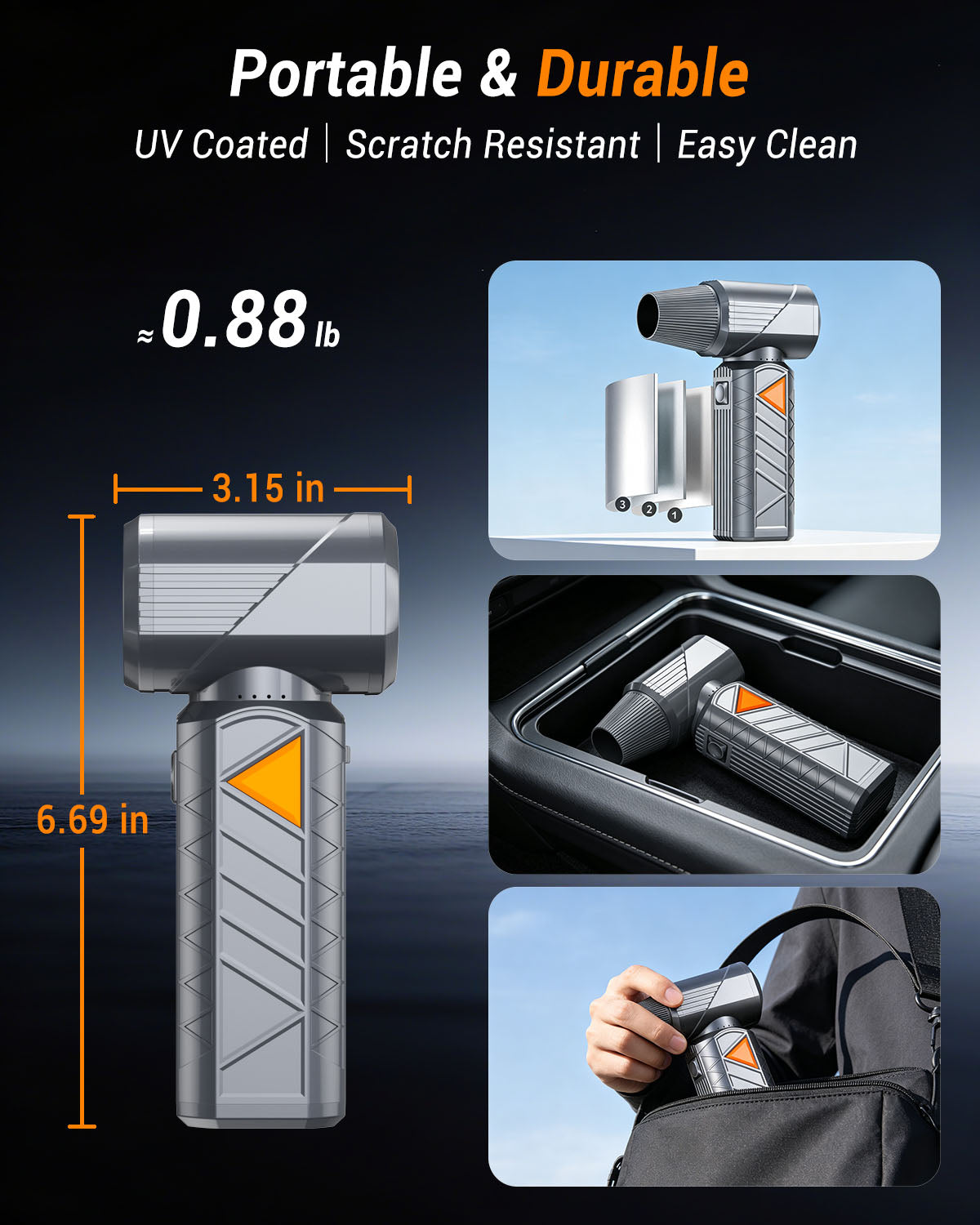 Compressed Air Duster, 350W Cordless Mini Electric Air Blower Rechargeable 10000mAh, 180000RPM, 40mm BLDC Motor, Handheld Turbo Fan for PC, Keyboard, Electronics, Car & Home Cleaning, Outdoor Camping
